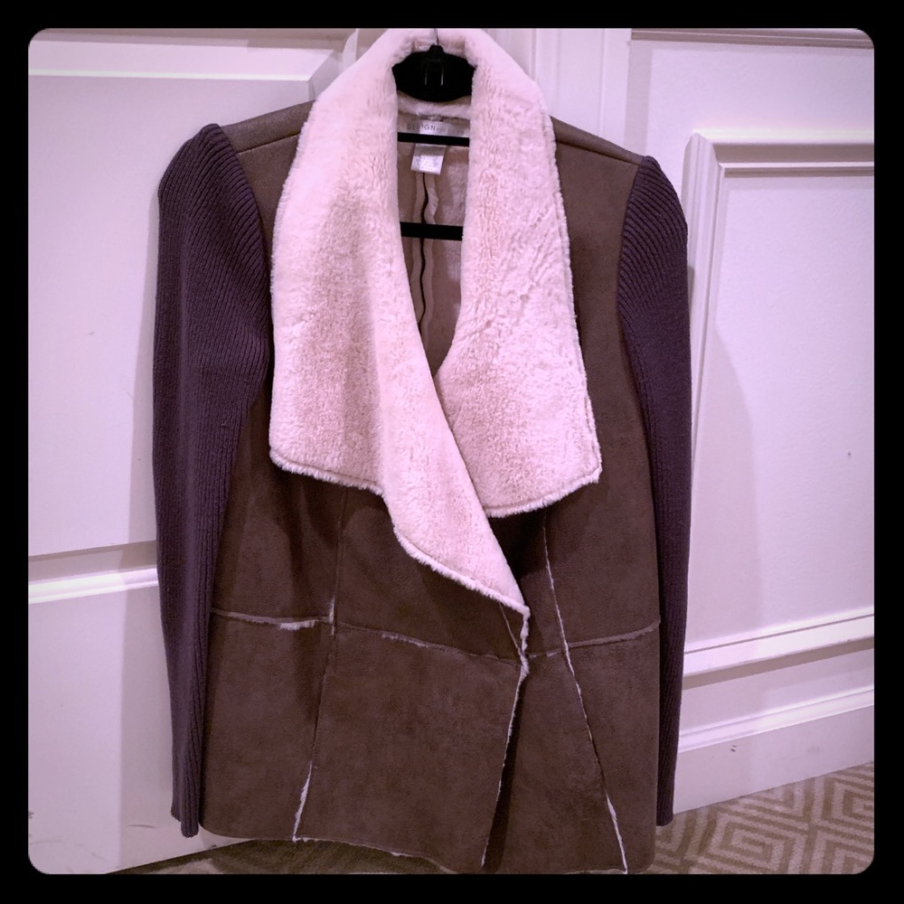 Faux Shearling and Knit open jacket